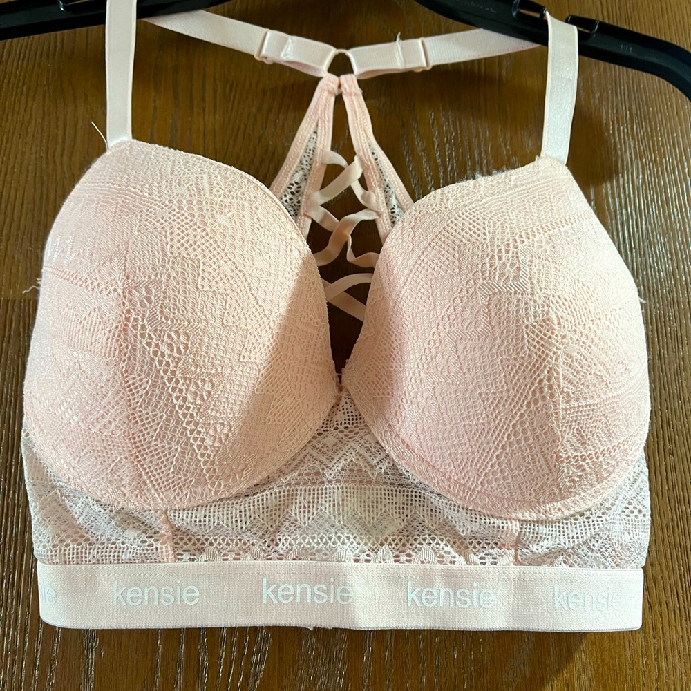 Kensie Racerback Pullover Bra with back hook closure.